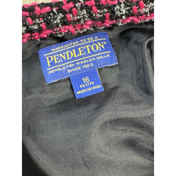 Pendleton Tweed Skirt Pink Black Wool Blend Lined Slit Faux Pockets 16P Classic - Picture 6 of 10